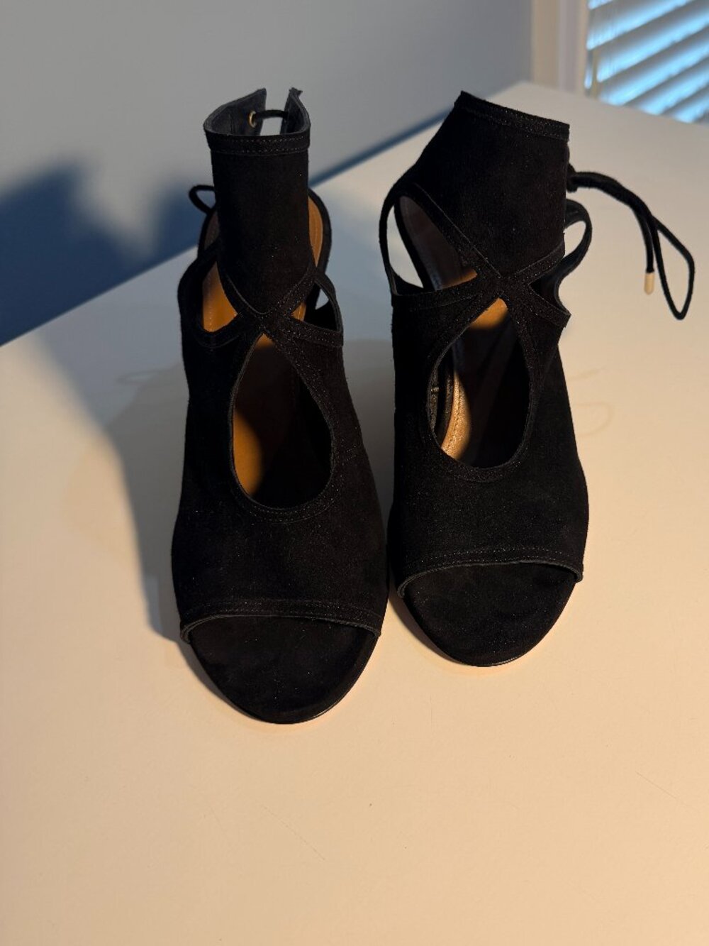 Aquazzura Black Sexy Thing Suede Wedge Shoes Size 38 in Great condition